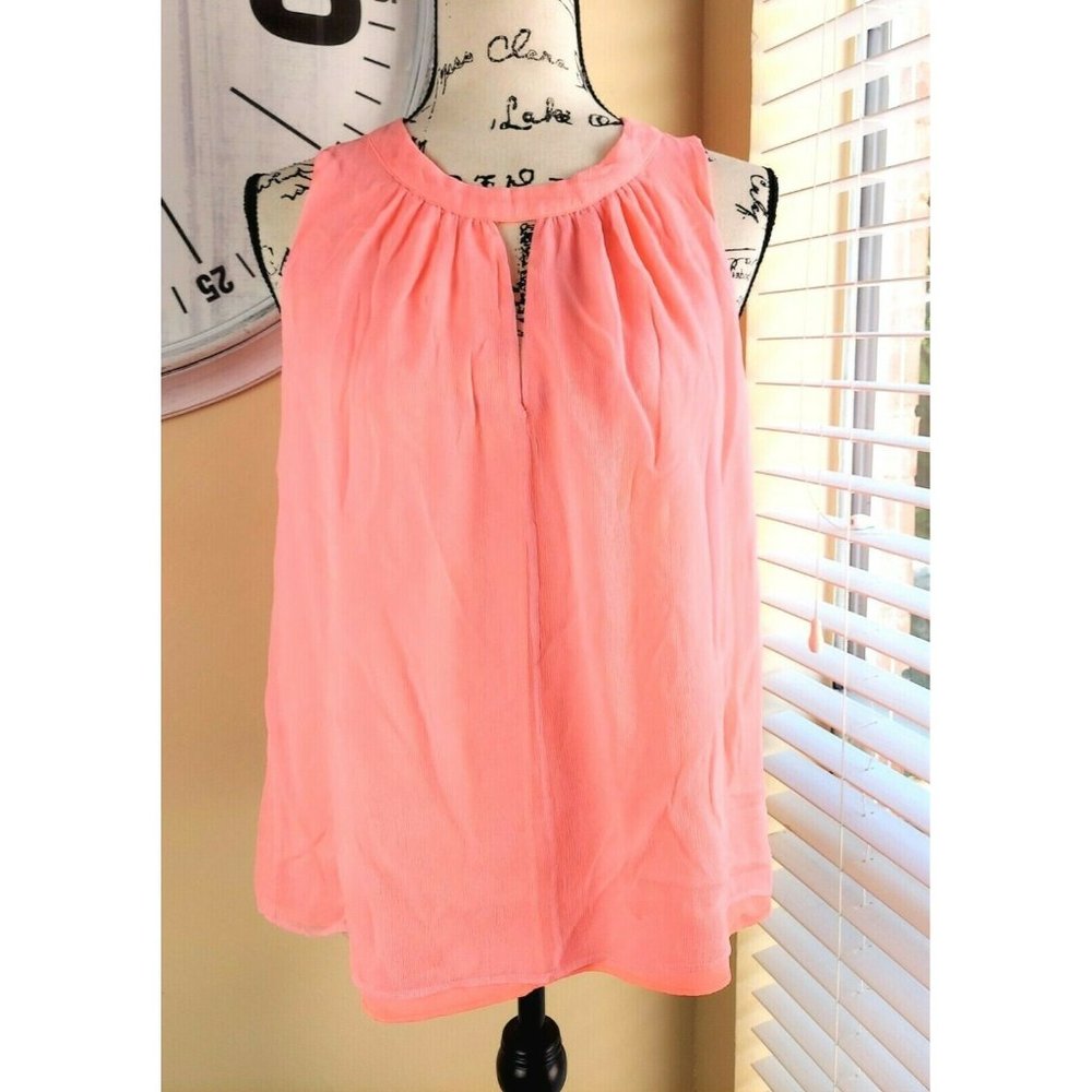 J Crew Sheer Pink Neon Sleeveless Blouse Top S Small 6